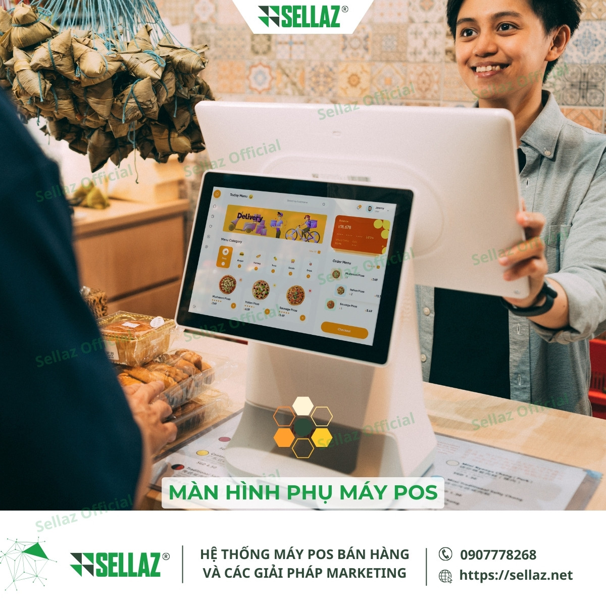 Phần cứng máy POS: Màn hình cảm ứng và các thành phần liên quan may pos cam ung co man hinh phu