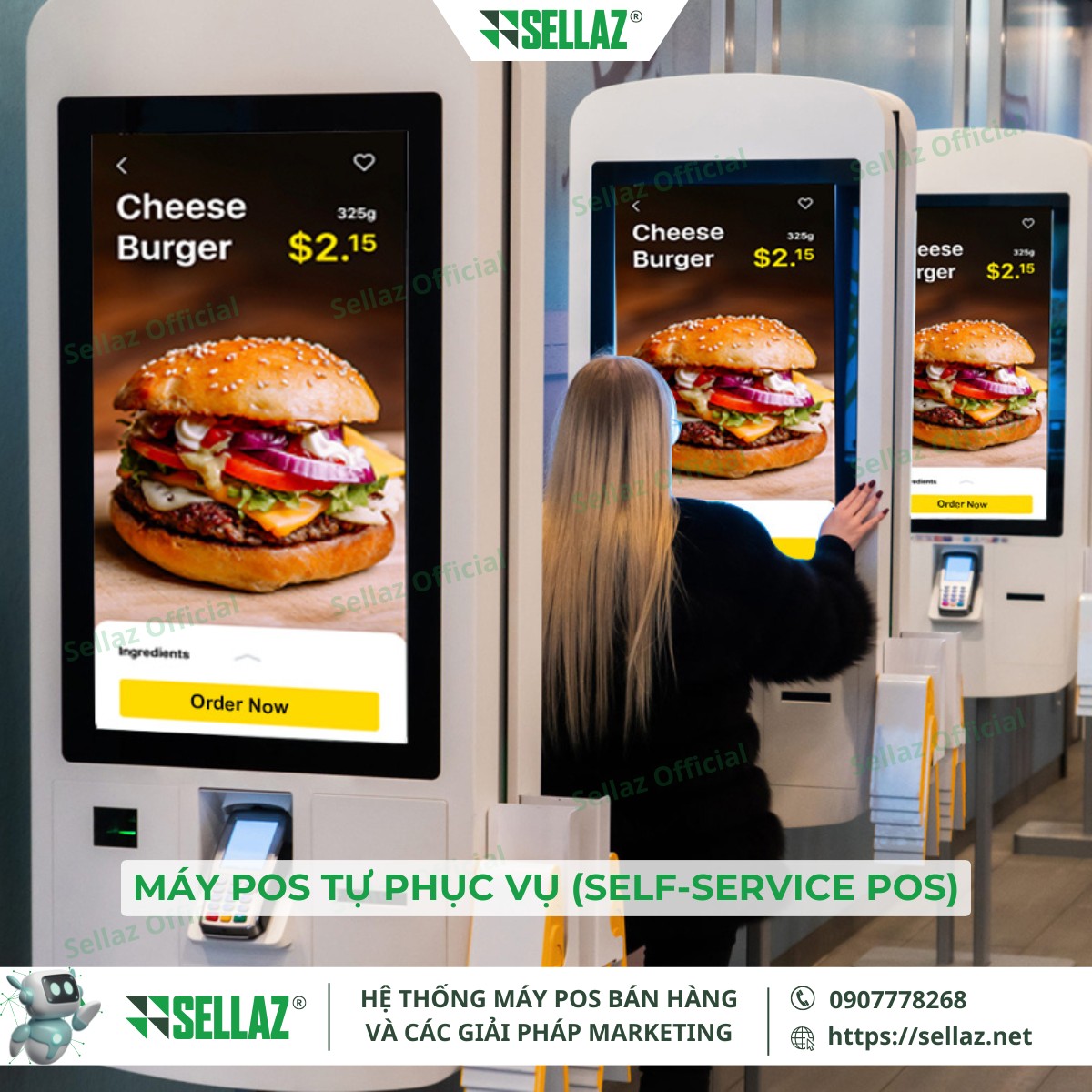 Các loại máy POS phổ biến: Từ máy POS di động đến hệ thống POS Máy POS tự phục vụ được ứng dụng trong cửa hàng thức ăn nhanh