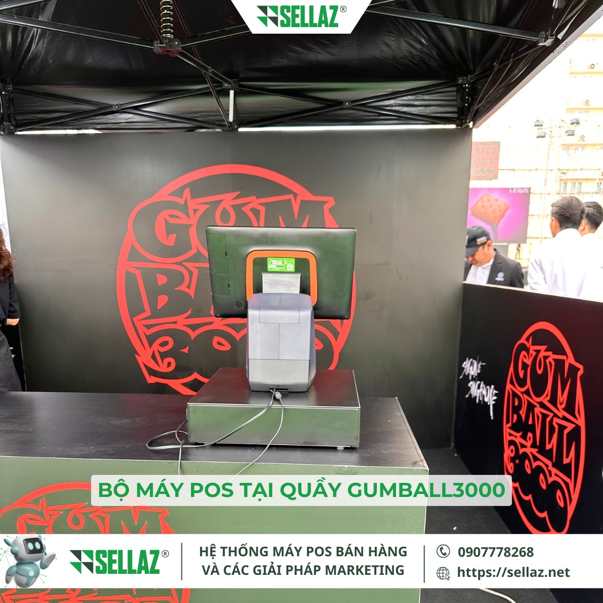 Thuê máy POS sự kiện siêu xe: Sellaz Đồng Hành Gumball3000 Thiết bị POS đã được Sellaz hoàn thiện tại quầy bán hàng Gumball3000