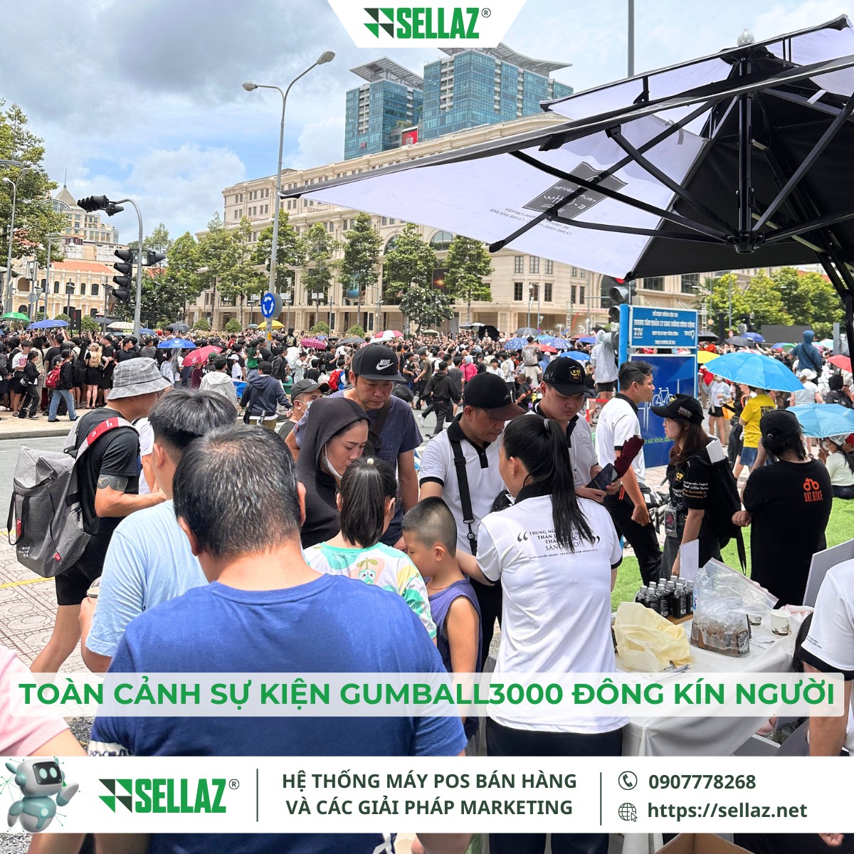 Thuê máy POS sự kiện siêu xe: Sellaz Đồng Hành Gumball3000 Toàn cảnh không khí sôi động và đông kín người tại sự kiện Gumball3000 ở TP.HCM