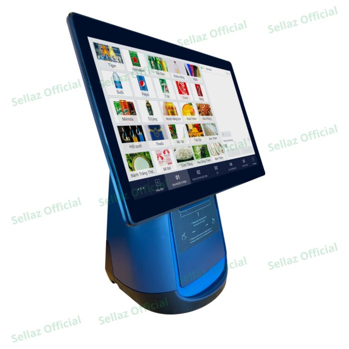 Máy POS Velto POS - Góc chụp xiên trái, thiết kế công thái học