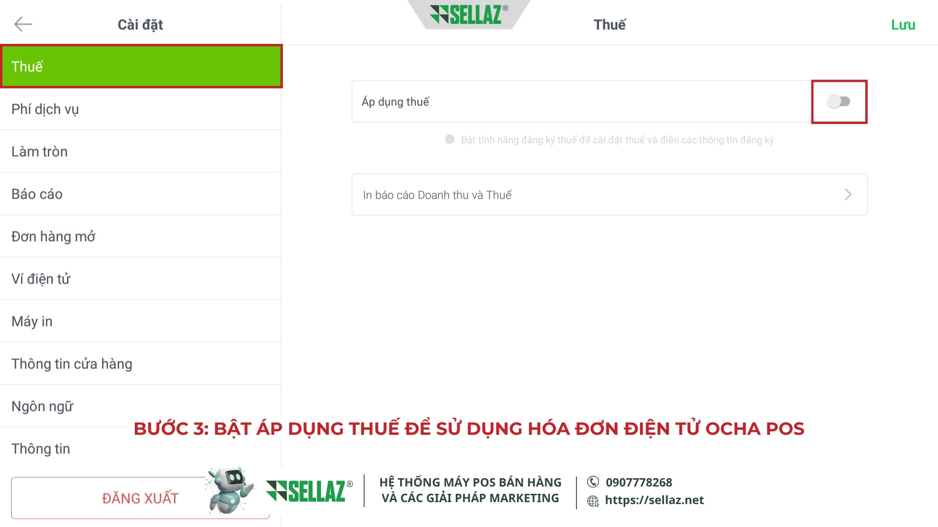 Hướng dẫn kết nối hóa đơn điện tử từ Ocha POS năm 2025 Thiết lập thuế và hóa đơn điện tử trong phần mềm Ocha POS