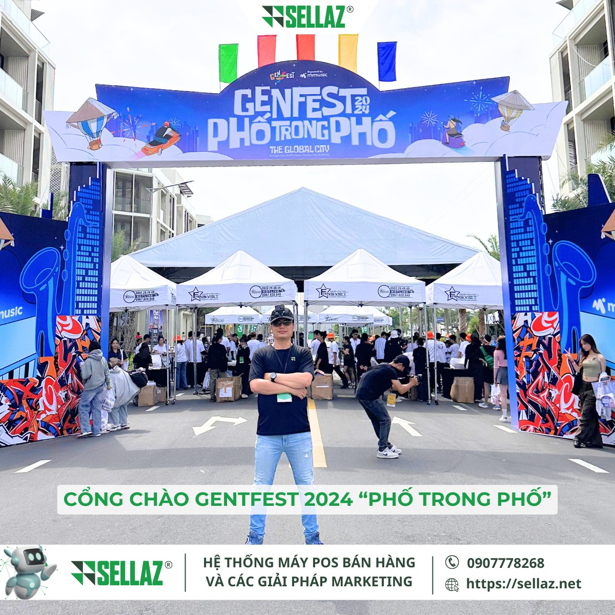 Sellaz cho thuê máy POS Genfest 2024: Lễ hội âm nhạc "Phố Trong Phố" Cổng chào sự kiện Genfest 2024 'Phố trong phố' với sự hiện diện của Sellaz – đơn vị triển khai máy POS bán hàng tại sự kiện