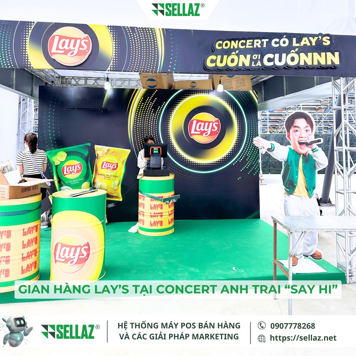 Thuê máy POS sự kiện: Sellaz đồng hành cùng Lay's x3 Toàn cảnh gian hàng Lay’s tại concert "Anh Trai Say Hi" sử dụng hệ thống máy POS từ Sellaz để hỗ trợ bán hàng chuyên nghiệp