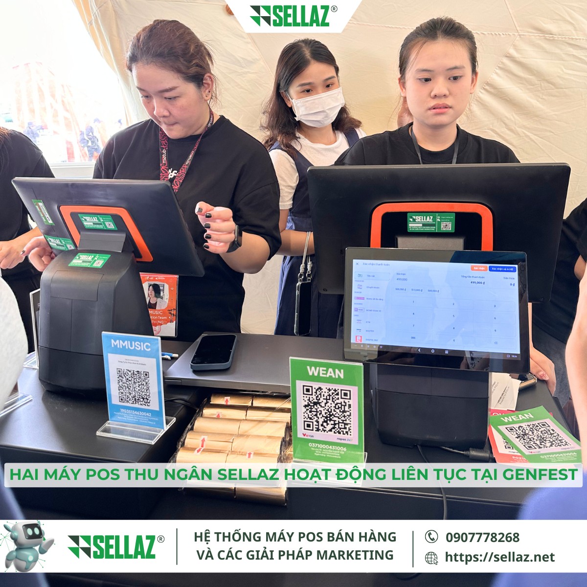 Sellaz cho thuê máy POS Genfest 2024: Lễ hội âm nhạc "Phố Trong Phố" Hai máy POS của Sellaz hoạt động đồng thời tại Genfest 2024 nhằm đáp ứng lượng khách hàng đông đảo