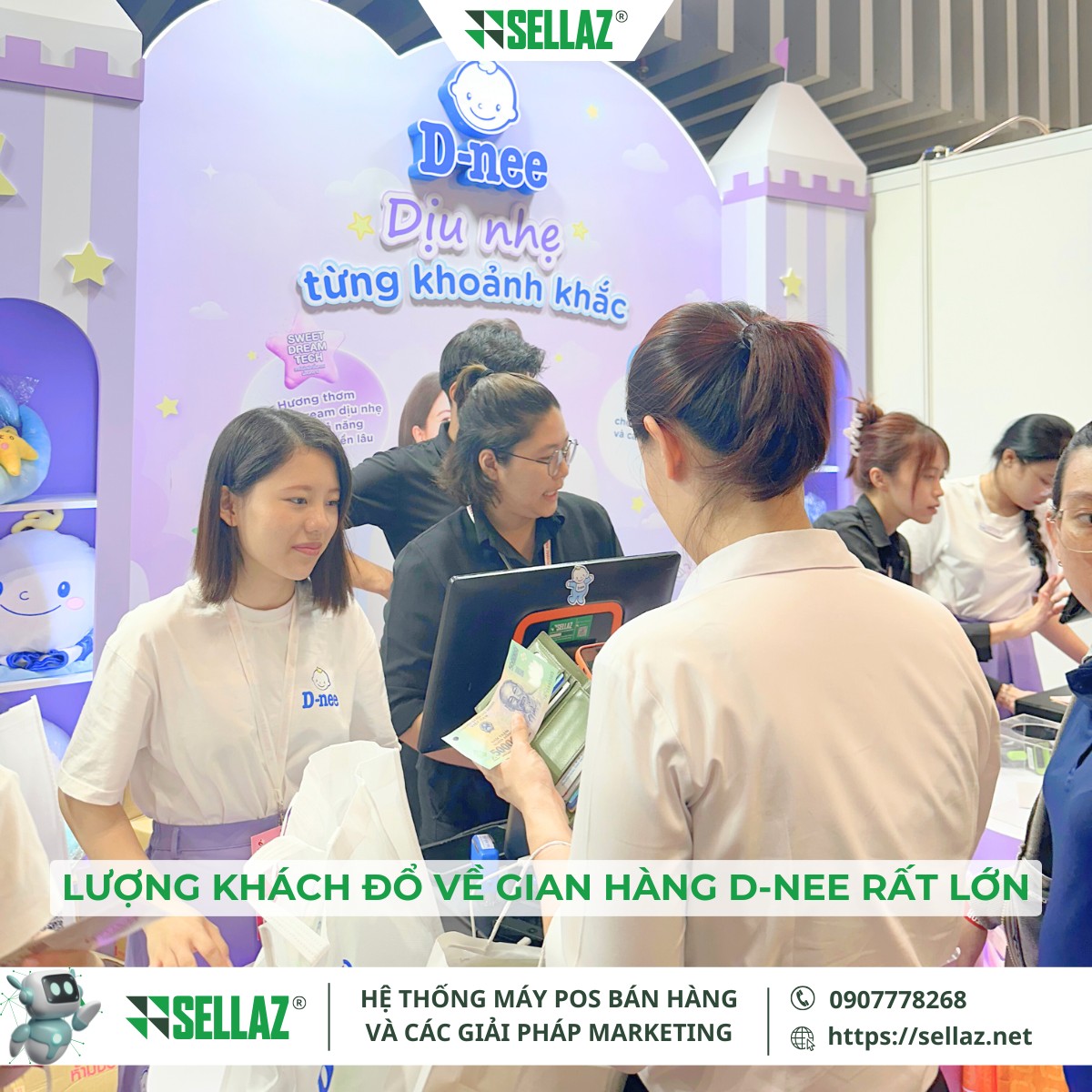 Thuê máy POS sự kiện: Sellaz đồng hành cùng D-nee tại Vietbaby 2025 Gian hàng Dnee đông khách nhờ quy trình bán hàng mượt mà cùng máy POS Sellaz