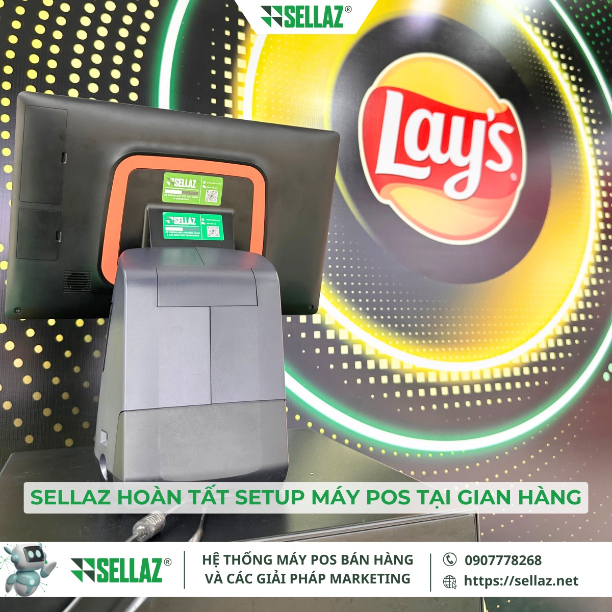 Thuê máy POS sự kiện: Sellaz đồng hành cùng Lay's x3 Máy POS bán hàng được Sellaz hoàn tất setup tại gian hàng Lay’s, tích hợp in hóa đơn và phần mềm quản lý bán hàng hiện đại